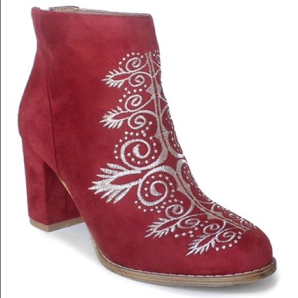 Mi.iM Rust Embroidered Booties NWOT - Picture 3 of 4